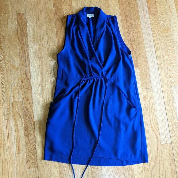 Aritzia Wilfred Sabine Sleeveless Faux-wrap Mini Dress with Pockets Royal Purple - Picture 10 of 13